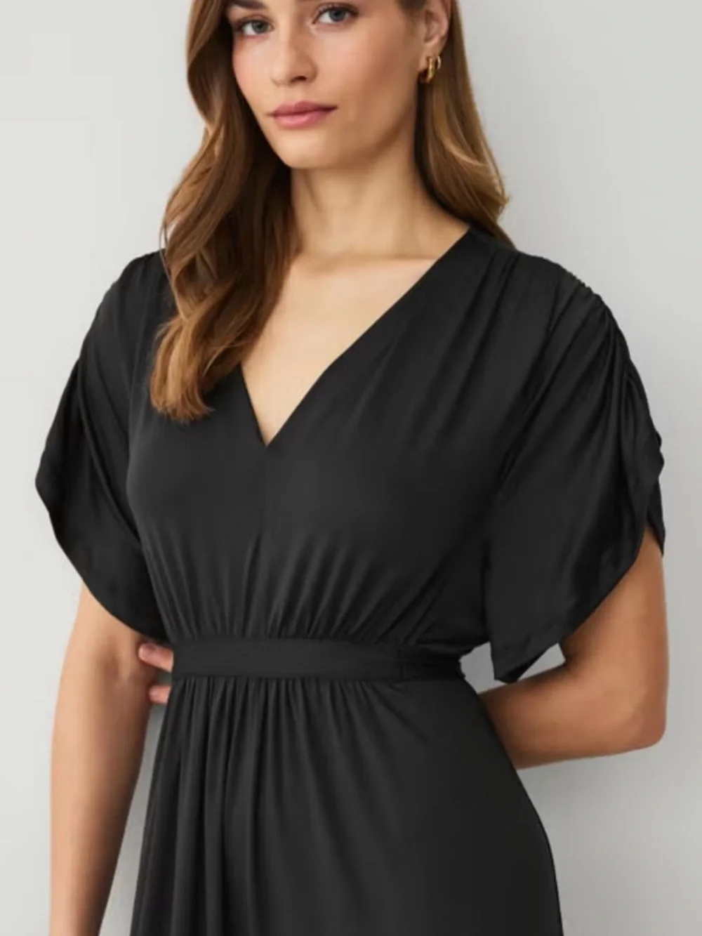 ellos Black V-Neck Puff Sleeve Maxi Dress - Picture 2 of 9